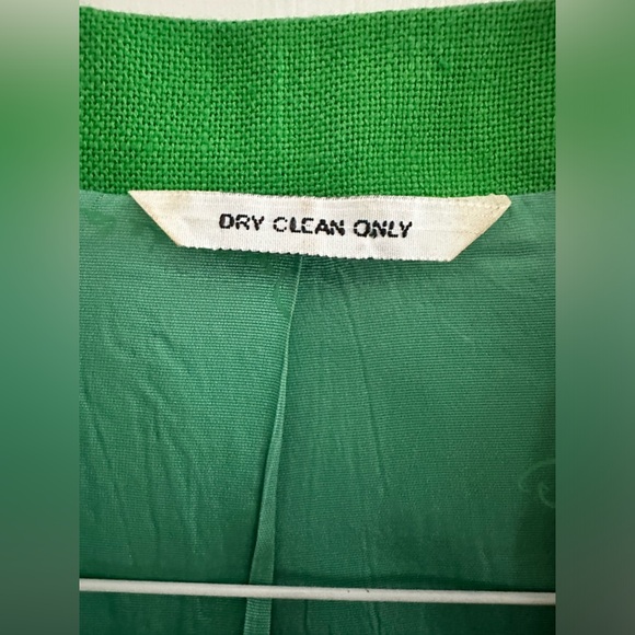 Oscar de la Renta Retro green linen blazer - Picture 6 of 7